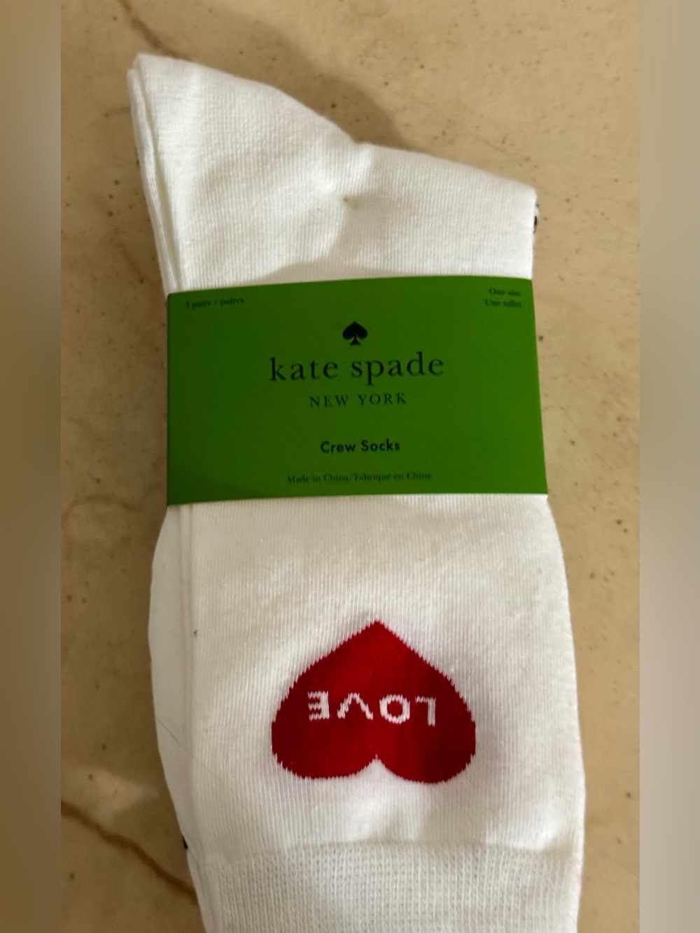 kate spade 3 Pack crew socks NWT